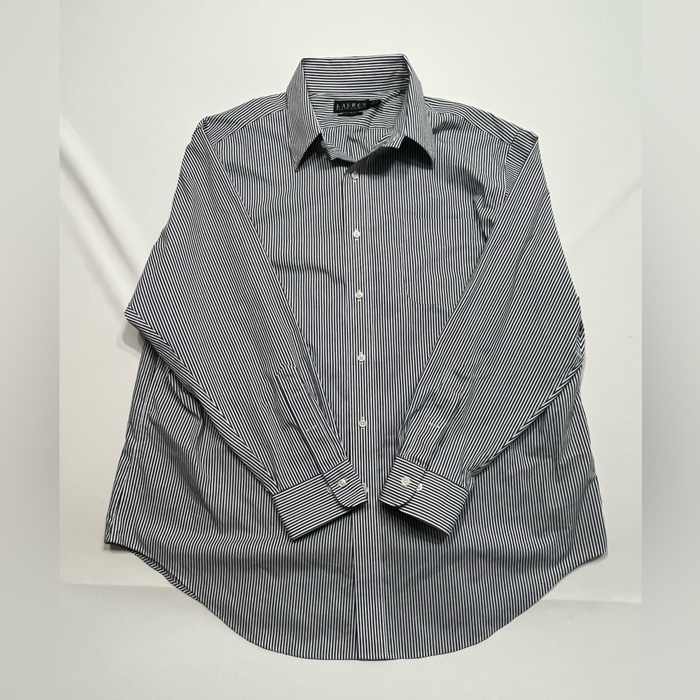 Lauren Ralph Lauren‎ Men's Adult Sz 18 34/35 Button Shirt Long Sleeve Striped